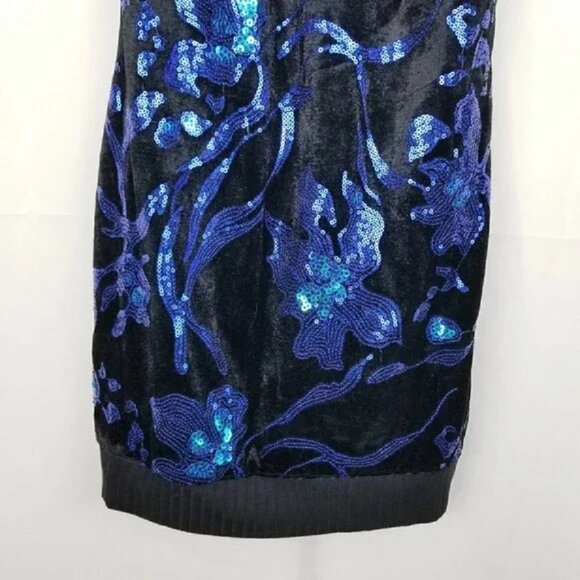 Cosmopolitan DDTP Madison Velvet Sequin Mini Dress 'Black/Cobalt Blue' Size S - Picture 7 of 13
